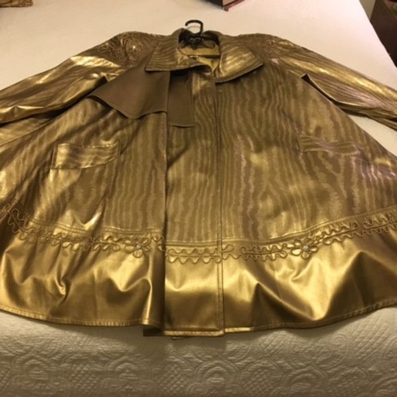 STUNNING Vintage Gold Embellished Trapeze Swing Coat, M - Picture 7 of 11